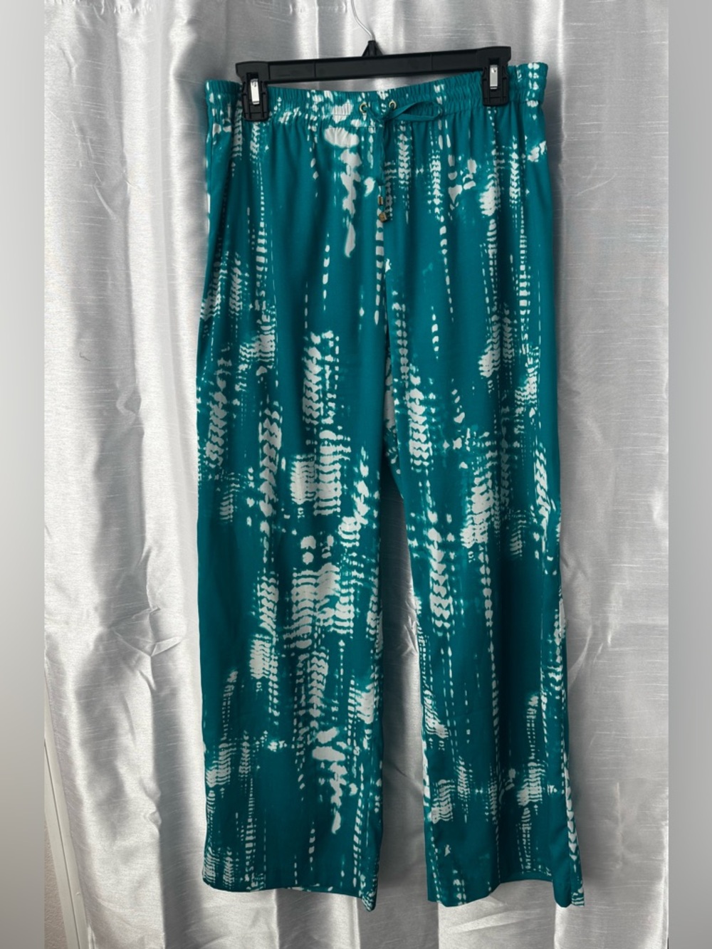 Calvin Klein Teal and White Tye Dye Palazzo Pants - Picture 1 of 8